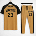 Men's Lakers 23 Printed Cotton Track Suit Brown Black