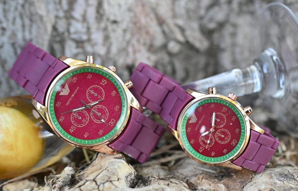 Couple Watches Set Quartz Black Rose Gold