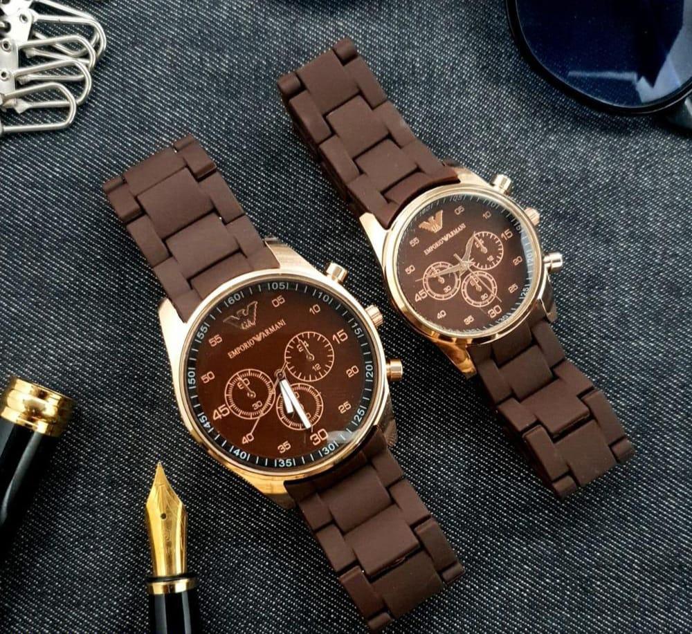 Couple Watches Set Quartz Black Rose Gold