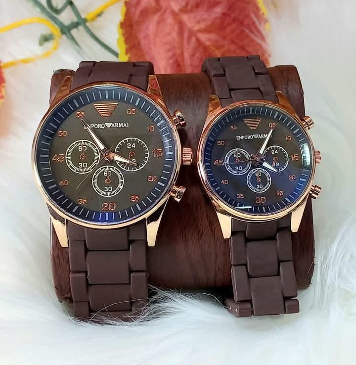 Couple Watches Set Quartz Black Rose Gold