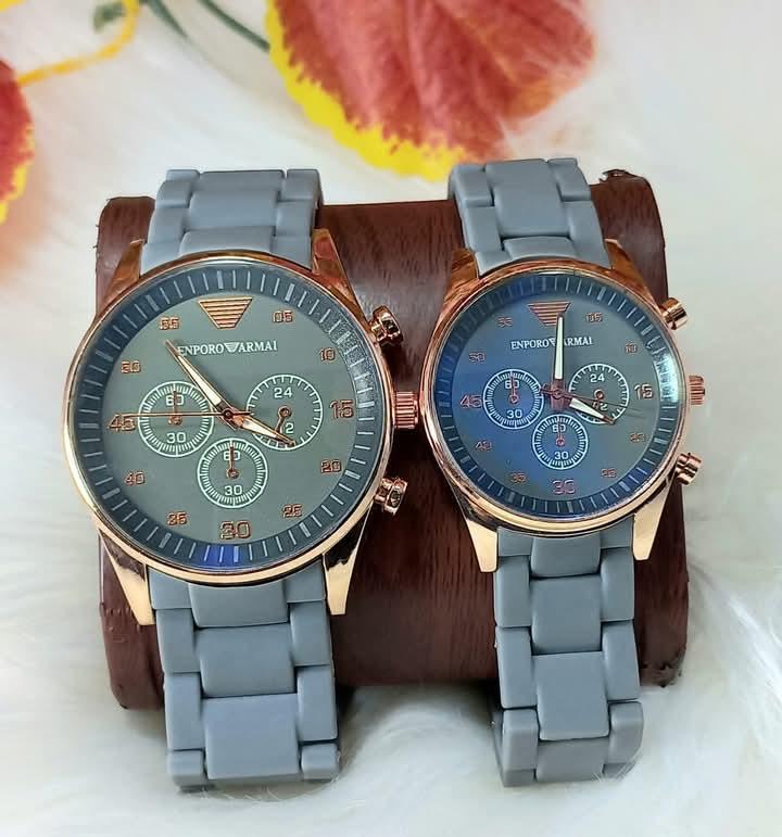 Couple Watches Set Quartz Black Rose Gold