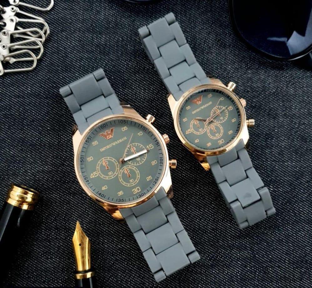 Couple Watches Set Quartz Black Rose Gold