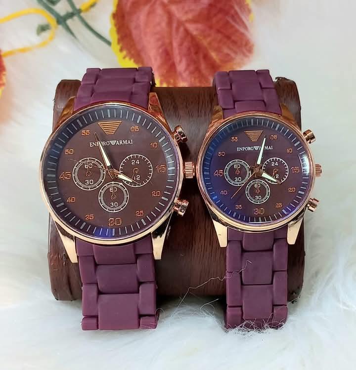 Couple Watches Set Quartz Black Rose Gold