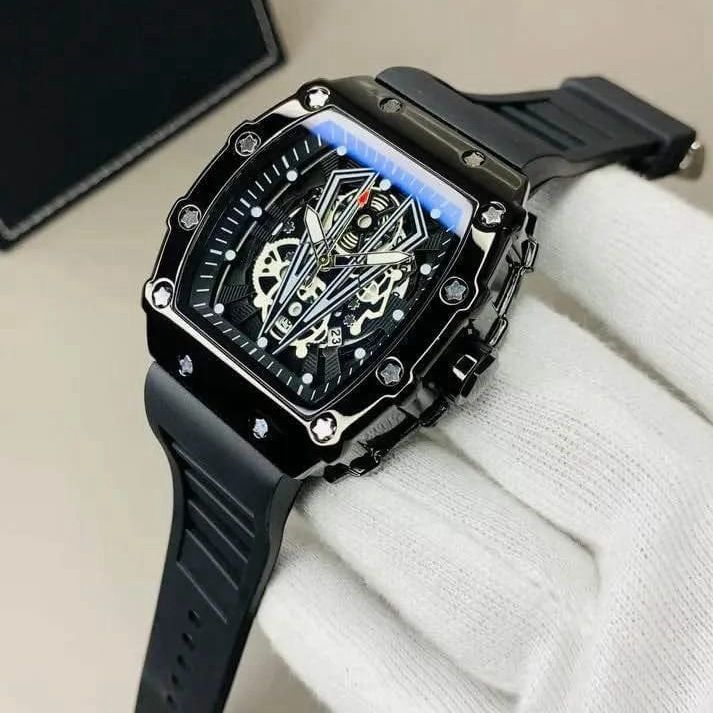 Men's Black Square Skeleton Watch Imported Quality (Copy)